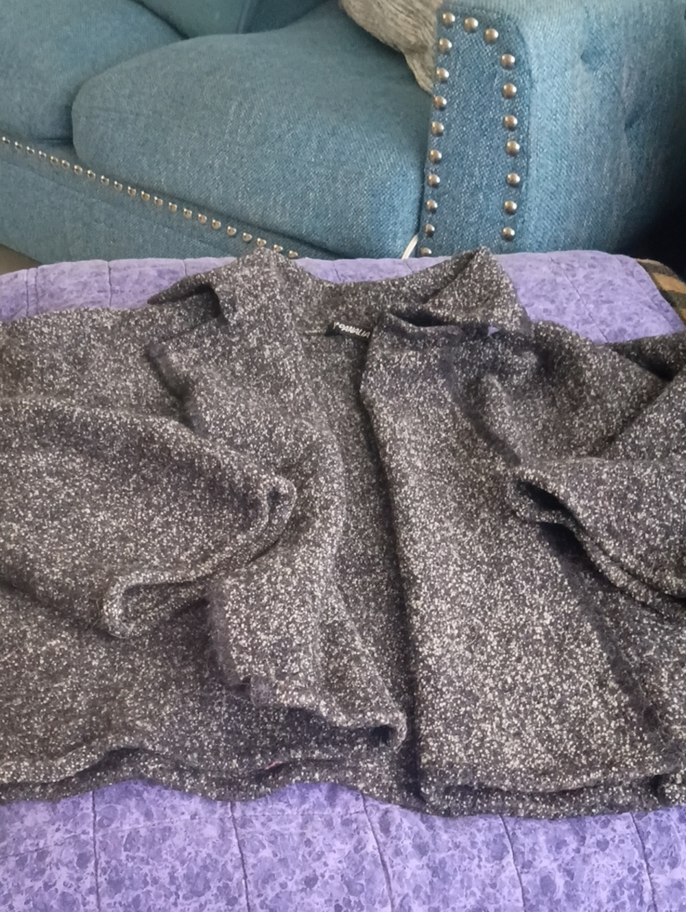 Women's Black & White Speckled Open-Front Blazer
